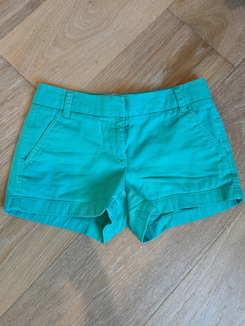 J. Crew Teal High-Waist Cotton Shorts